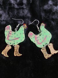 Image 2 of Chicken with Boots Earrings