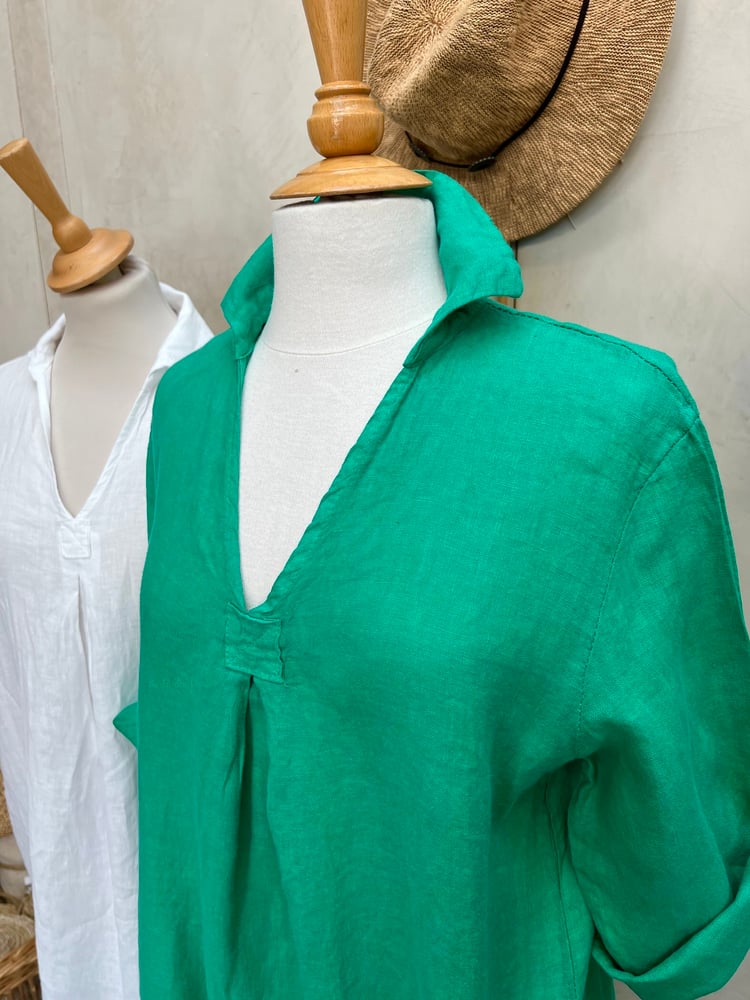 Image of Robe En Lin Daphné Vert Émeraude 