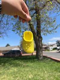 Image 1 of Yellow Bedazzled, Croc Keychain 