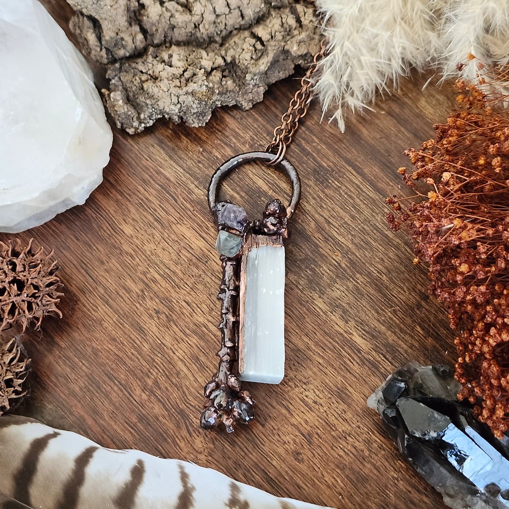 Image of Selenite & Cherry Twig Necklace