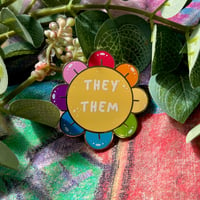 Image 1 of Pronoun Flower Enamel Pins