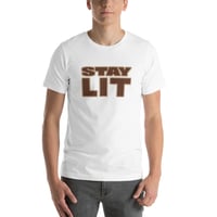 Image 2 of STAY LIT BROWN/CREAM Short-Sleeve Unisex T-Shirt