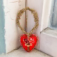 Image 1 of Red Valentine Heart with Vintage Florals I