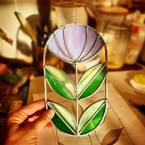 Image of Vintage Flower mini panel-stained glass