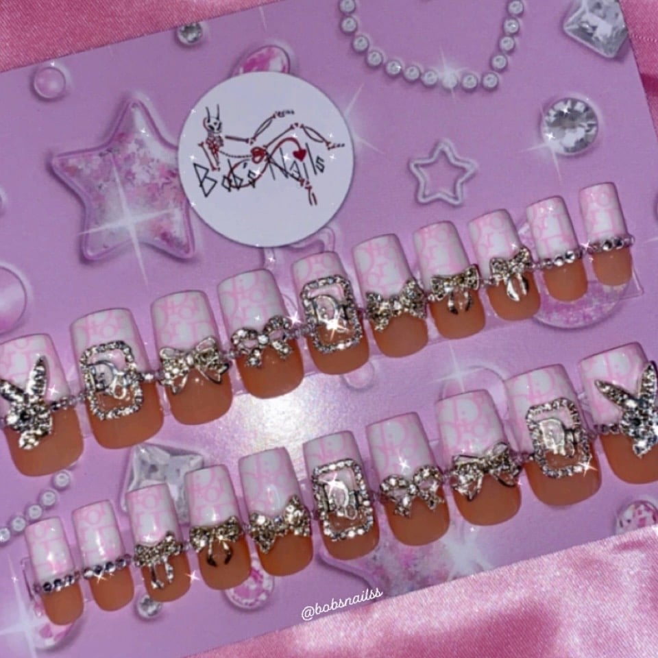 Image of 20 Piece Dior Frenchies Med Square 🤍🩰🤍🎀