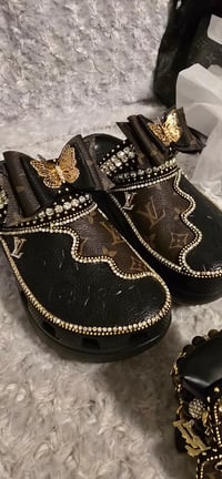 Image 5 of Black & Classic Brown Crocs w/ Bracelet Stack