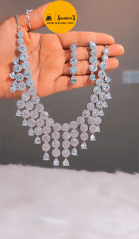 Image 3 of Nyra White-Stunning AD Necklace Set with Earrings