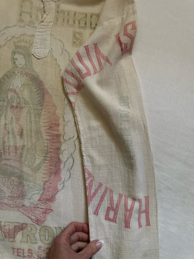 1960s Virgin of Guadalupe feedsack tunic