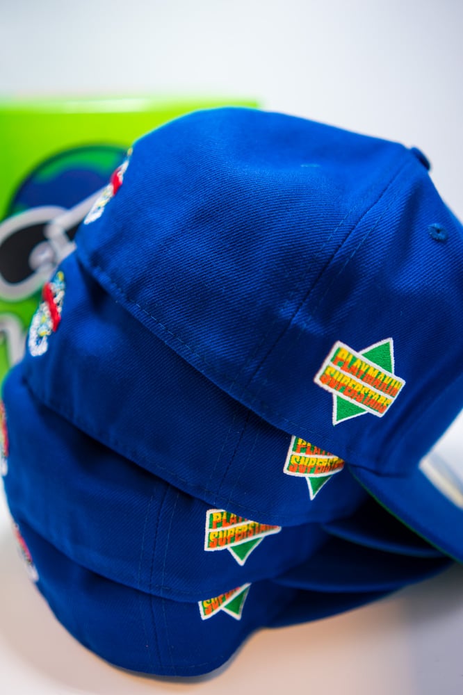 Image of QTRS🌍❌NewEra Royal “Playmakin Superstars” Fitteds (Green Underbrim)