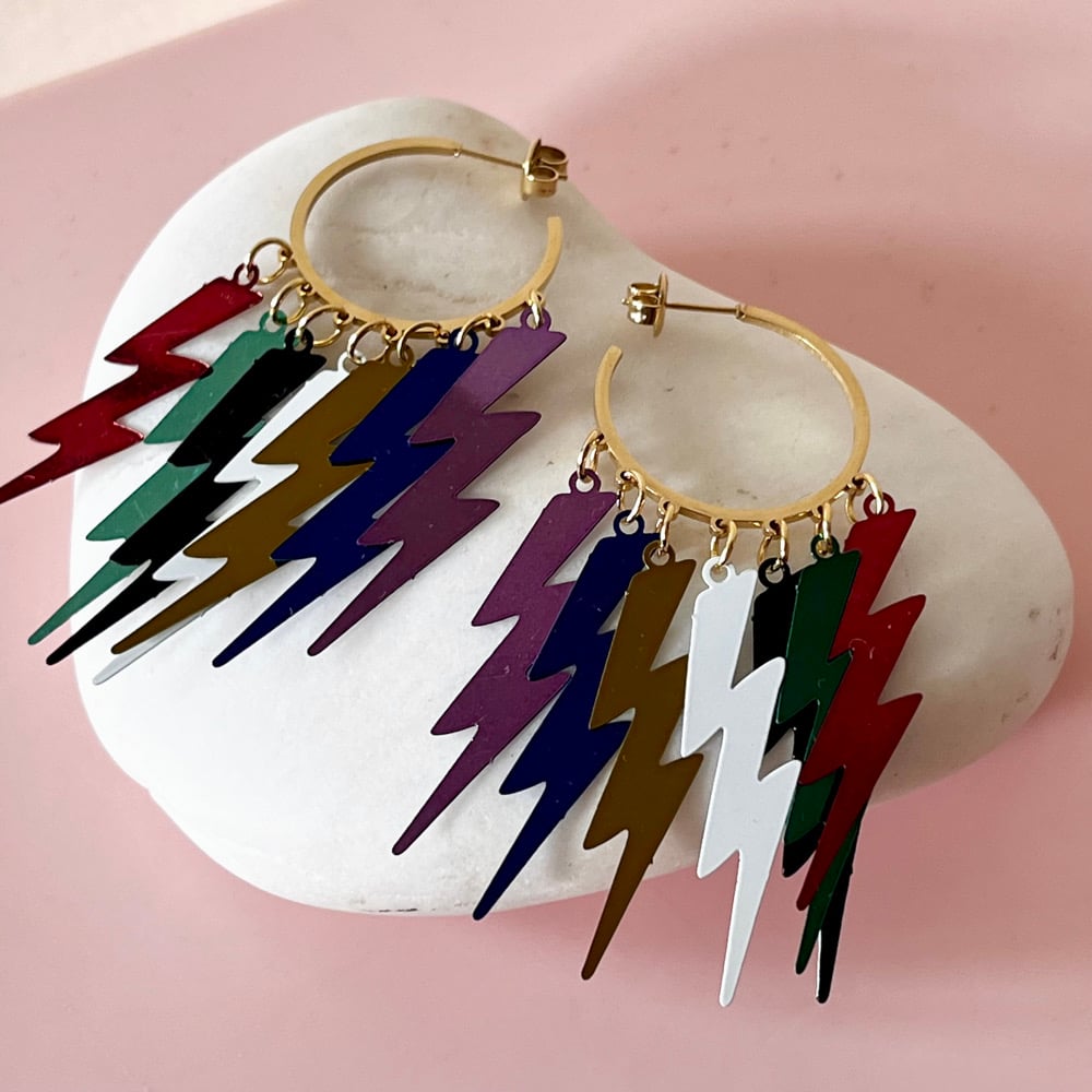 Image of Big Lightning Bolt Half Hoops - One of a Kind