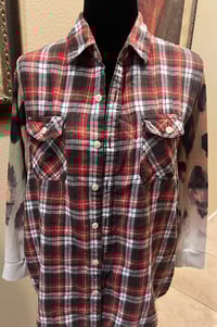Image 2 of Vintage Funky Brown/Orange/Cream Flannel Shirt Multi Print Sleeves Country Toad