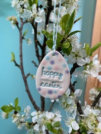Image 3 of Pastel Polka Dot Happy Easter Egg Hanging Decoration