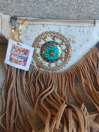 Image 2 of Fur baby bum bag - cream with turquoise stone