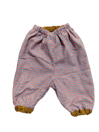 Image 3 of LITTLE PANTS - brown cartoon and red check flannelette 