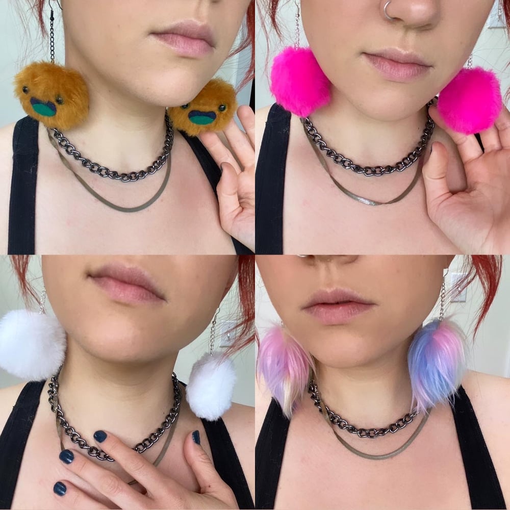 Faux Fur Puff Earrings
