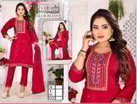 Image 2 of KSV8104-3 Pc Soft Rayon Kurtha Set