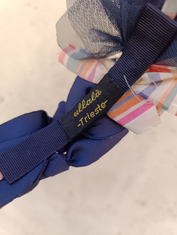 Image of Cerchietto frufru laterale blu e fantasia 