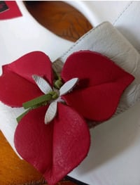 Image 2 of Carvela Mules Low Heel White & Red Flower Detail Leather UK Size 38