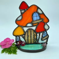 Image 1 of Orange Mushroom House Candle Holder 