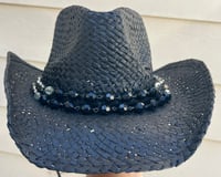 Image 1 of Black Cowboy Hat Layered Black and Gray Bead Band 