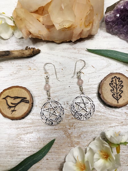 Image of Rose Pentacle Earrings