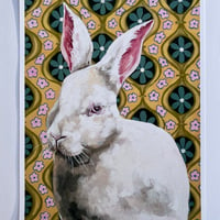 Image 1 of White rabbit print