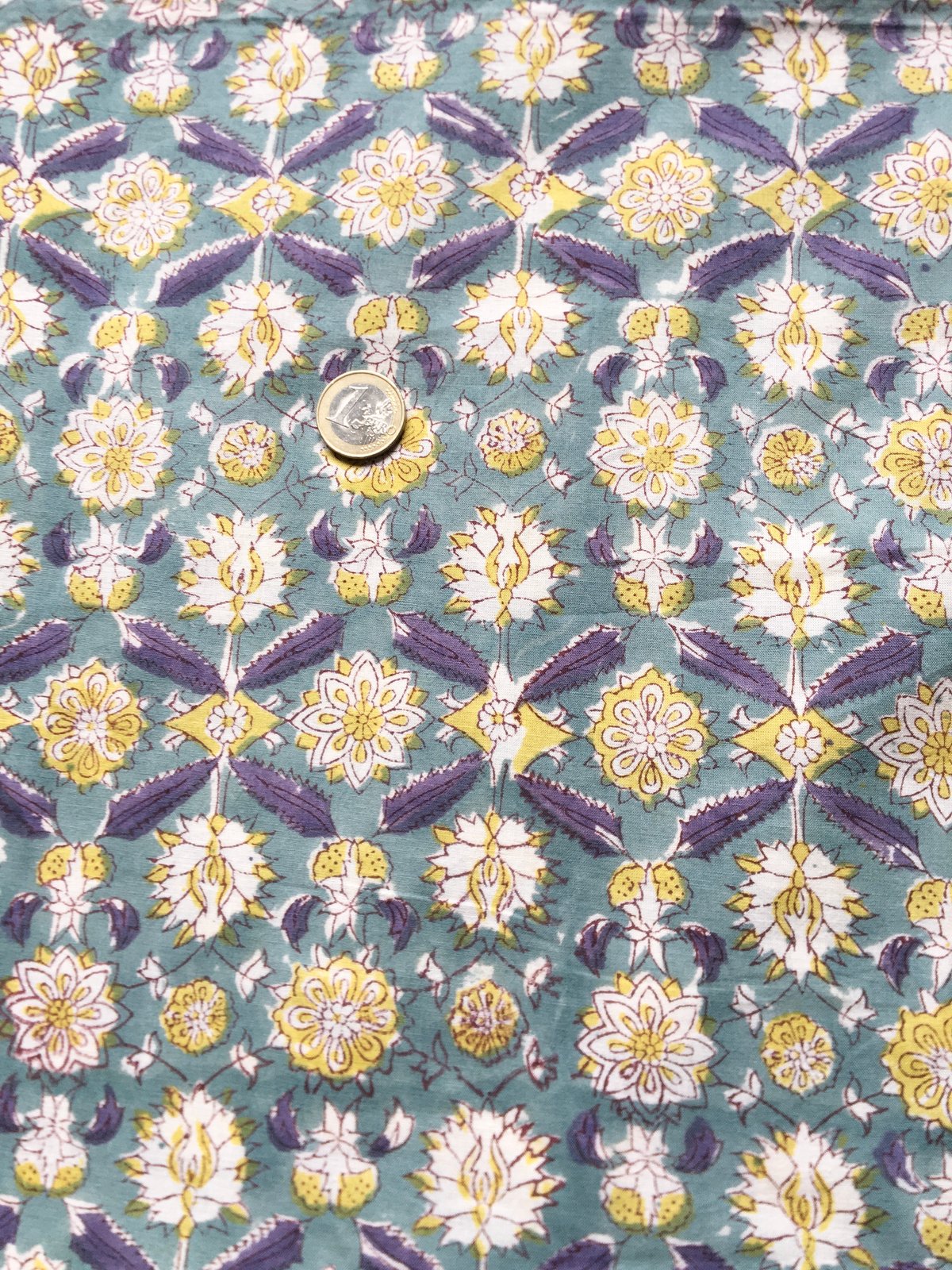 Image of Namaste fabric jaune et bleu 
