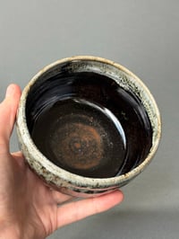Image 3 of Fluted Chawan Tea Bowl in Tenmoku and Nuka Glazes