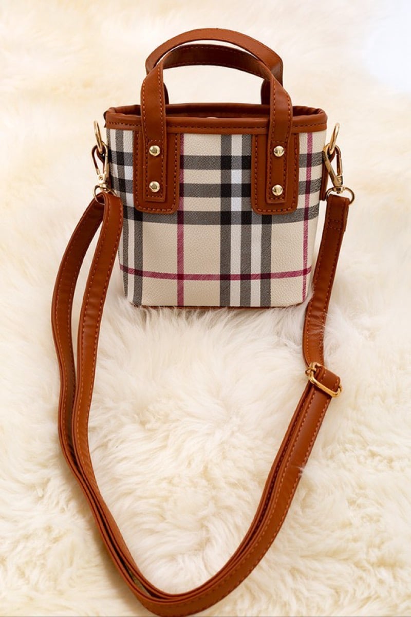 Image of Mini Plaid Bucket Tote