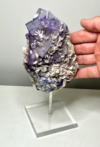 Image 16 of QR Code Fluorite & Barite Specimen On Stand #2585