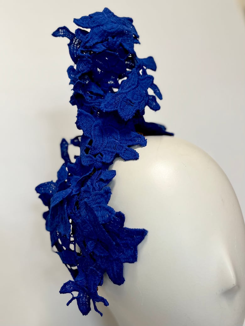 Image of Cobalt blue lace headpiece   