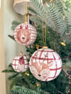 Festive Gingham Baubles ( Set of 3 )