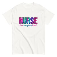 Image 3 of Unisex classic tee, Nurse Love, Inspire, Heal Uplifting Colorful Tee