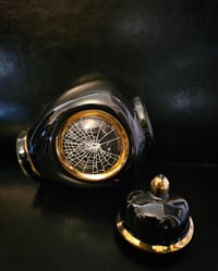 Image 3 of A gorgeous small vintage urn with a real preserved baby spider web 