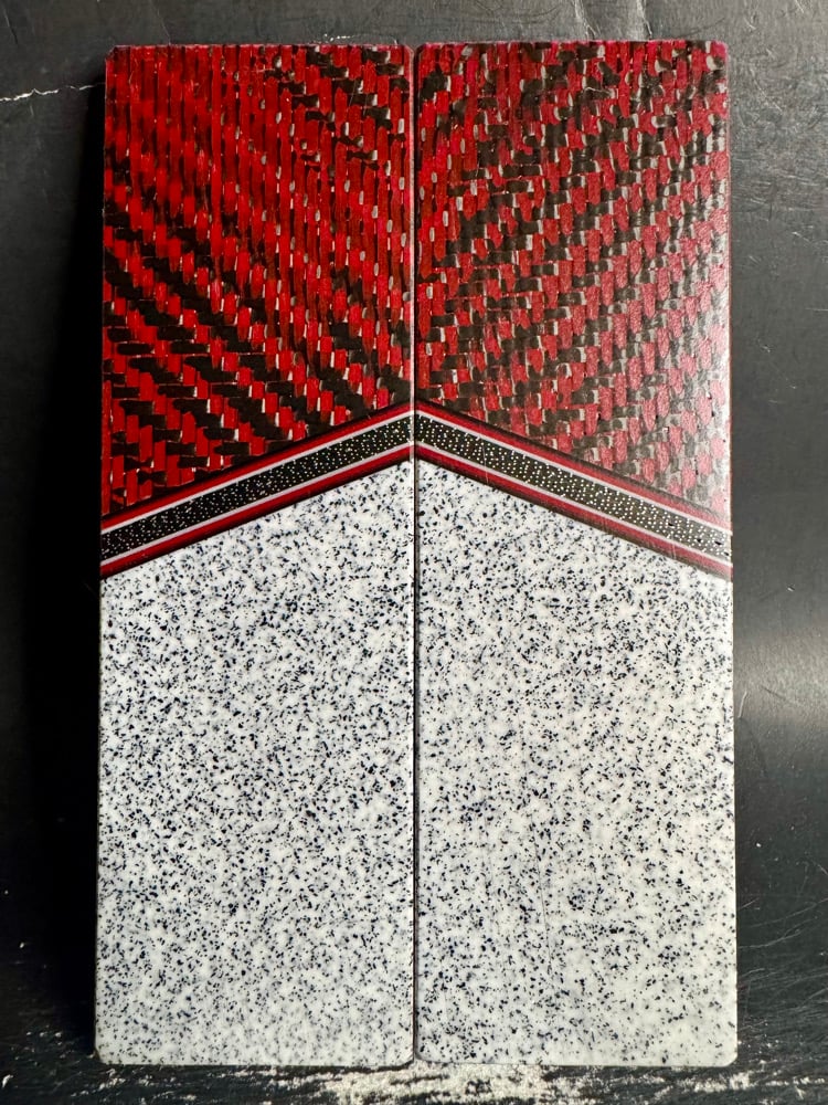 Image of Red Carbon Fiber & White Grip-Tec Segmented Knife Scales