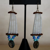 Image 1 of One tier Dentalium & Abalone (blue)