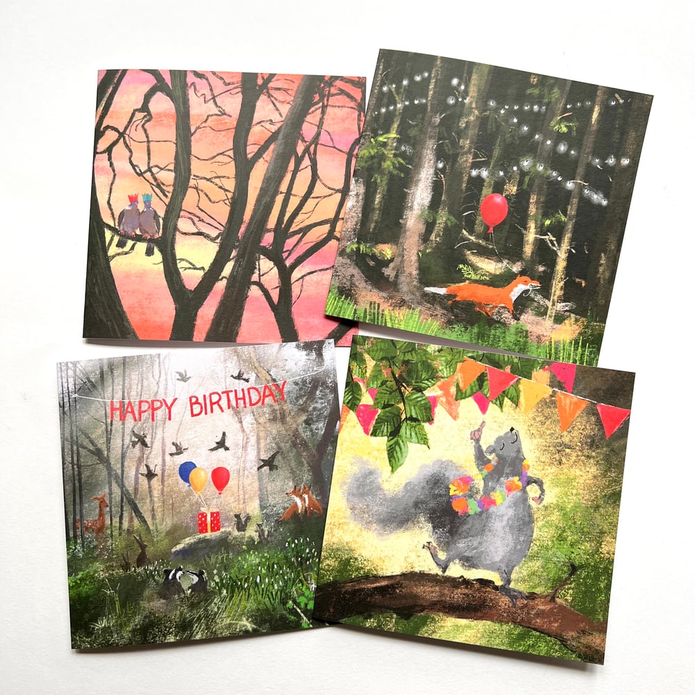 Image of Woodland Creatures - Set of 4 Luxury Greetings Cards