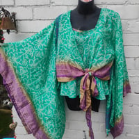 Image 5 of Kimono and cami top Set-jade and 💜 purple