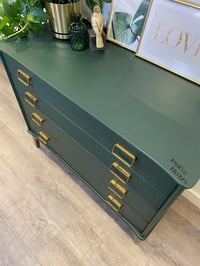 Image 2 of Mid century modern Lebus Chest of Drawers painted in green