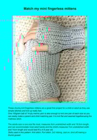 Image 1 of Match me with my mini fingerless mittens (PATTERN)