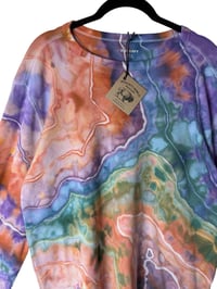 Image 5 of L Unisex Adult Waffle Long Sleeve Shirt in Earthy Rainbow Geode Ice Dye