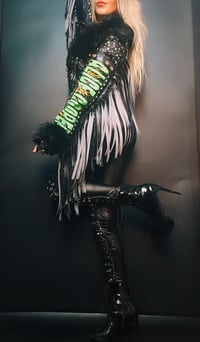 Image 2 of ALICE COOPER FRANKENSTEIN FAUX FUR BIKER JACKET 