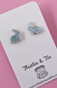 Image 4 of Sitting Glitter Bunny Dangles - 554