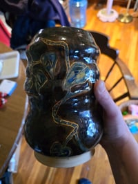 Image 9 of Bronze Vase with Blue Vines