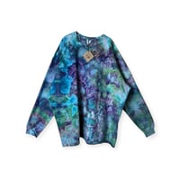 Image 1 of 4XL Unisex Ring Spun Cotton Blend Crew Sweatshirt in Mermaid Watercolor Ice Dye