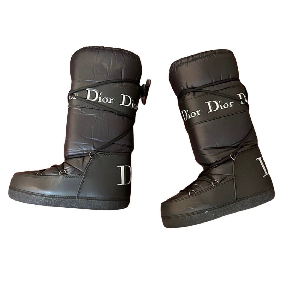 Christian Dior Black Logo Moon Boots