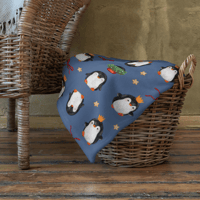 Image 2 of Throw Blanket (Christmas Penguin on dark blue)