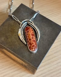 Image 2 of Snakeskin Carnelian Leaf Necklace 