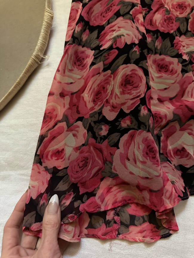 90s  Betsey Johnson New York black label rose slip dress