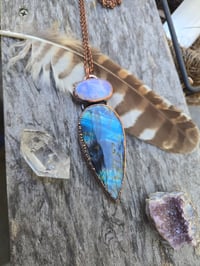 Image 3 of Electroformed extra large labradorite and moonstone necklace